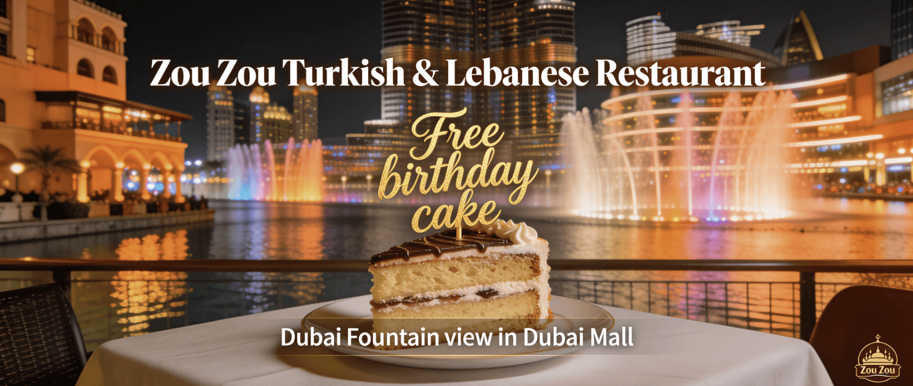 Free birthday cake at Zou Zou Turkish Lebanese Restaurant